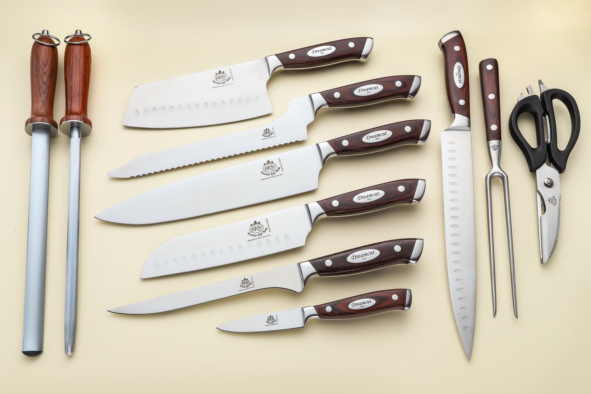 3 day sale - 19 pc set- 12 pc set plus steak knives, order today and get a free single Knife - Bavarian Knife Works